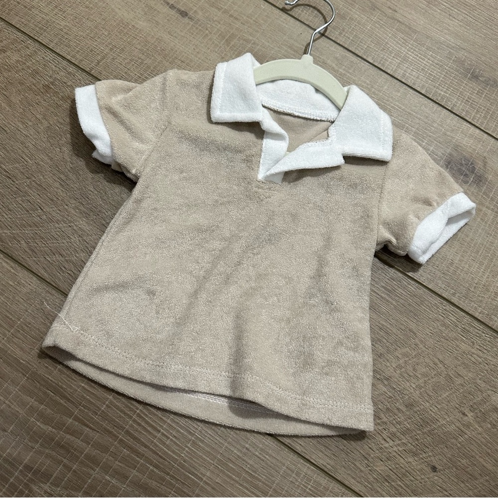 Lila & Jack Terrycloth Tan Polo Shirt in Size 12 Months NWOT